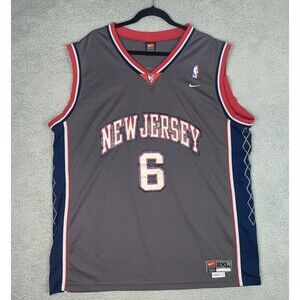 Vintage Nike Jersey Kenyon Martin #6 New Jersey Nets Mens 2XL 50 Gray Sewn NBA